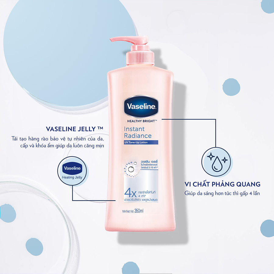 Sữa Dưỡng Thể 350Ml Vaseline Dưỡng Ẩm Sáng Da Instant Radiance Vi Chất Phản Quang Giúp Da Sáng Tức Thì Gấp 4 Lần