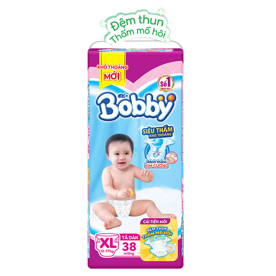 Tã Dán Bobby Fresh Siêu Mỏng Gói Đại XL38 (38 Miếng)