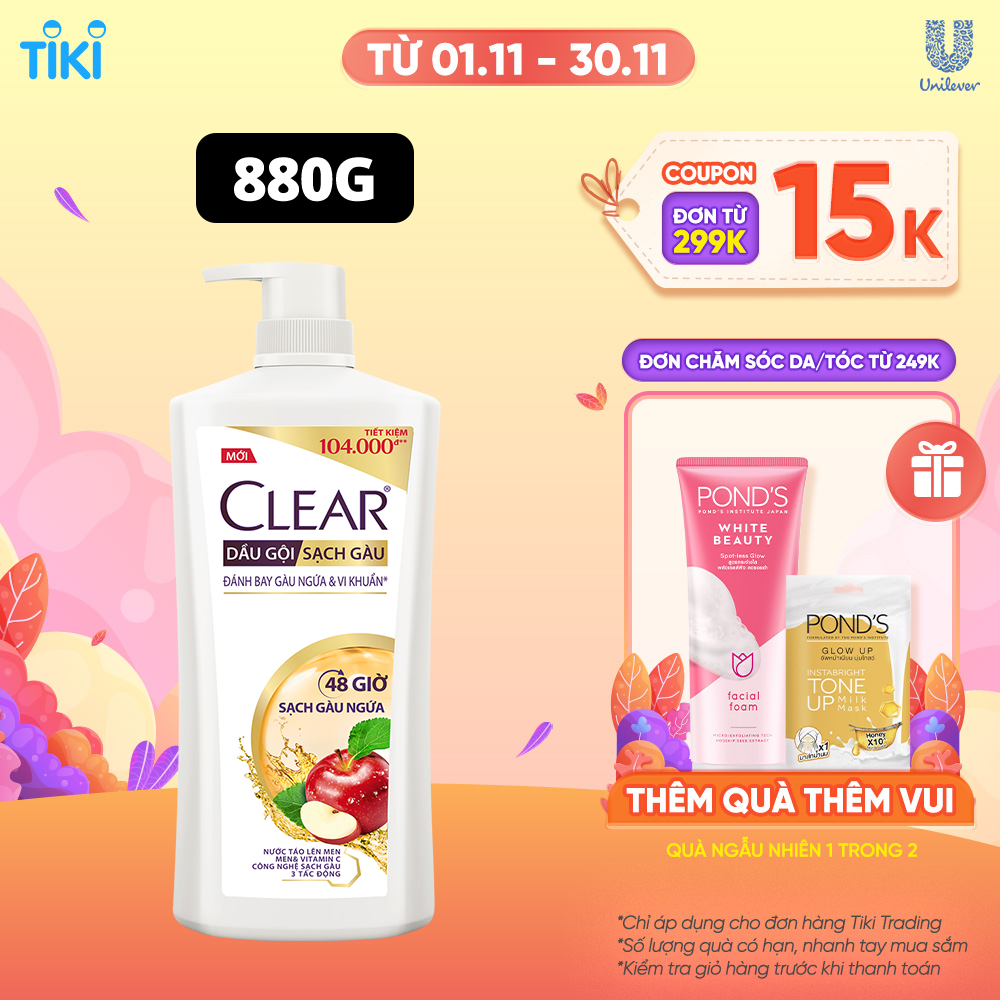 Dầu gội CLEAR 48 Giờ Sạch Gàu Ngứa 880g