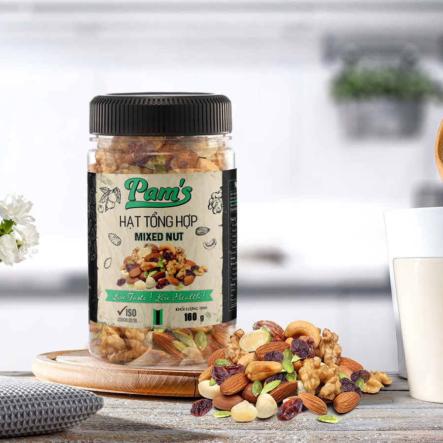 Hạt Dinh Dưỡng Tổng Hợp Mix 6 Loại Macca, Hạnh Nhân, Hạt Điều, Nhân Hạt Óc Chó, Hạt Bí, Nho Úc Pams