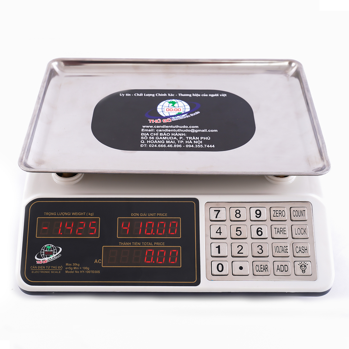 Cân đĩa điện tử tính tiền - Đếm số lượng - HY100-TĐ30S Loại 30Kg - Thủ Đô Electronic Scale