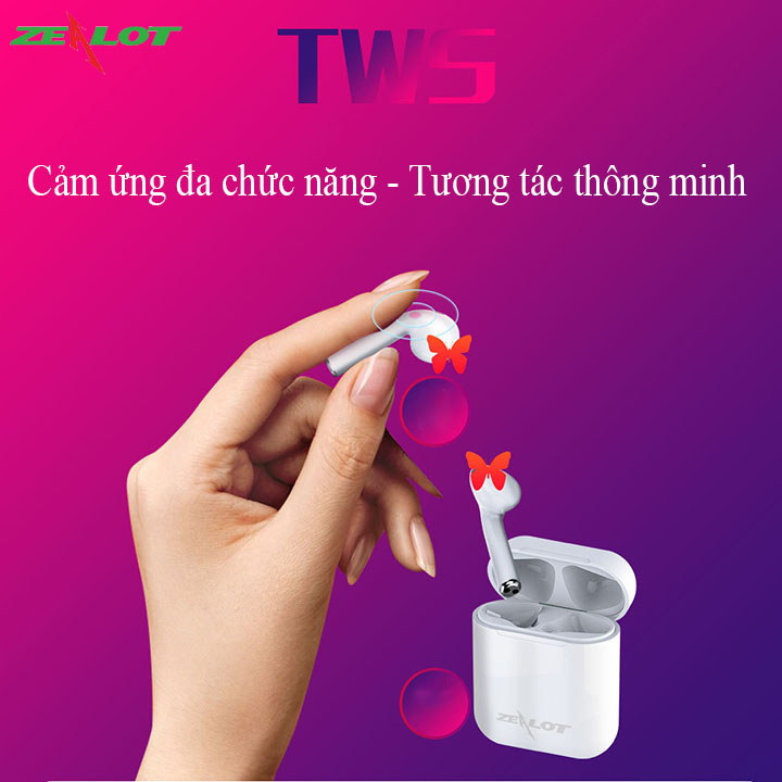 Tai nghe bluetooth Zealot không dây hàng chính hãng có thể kết nối đơn và đôi, cho âm thanh sắc nét + thiết kết nhỏ gọn và đẹp mắt