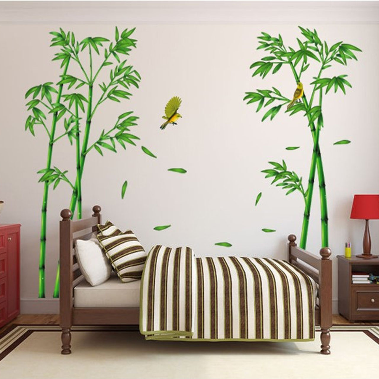 Decal dán tường trang trí phòng khách-Cây trúc xanh-mã sp DLX0779