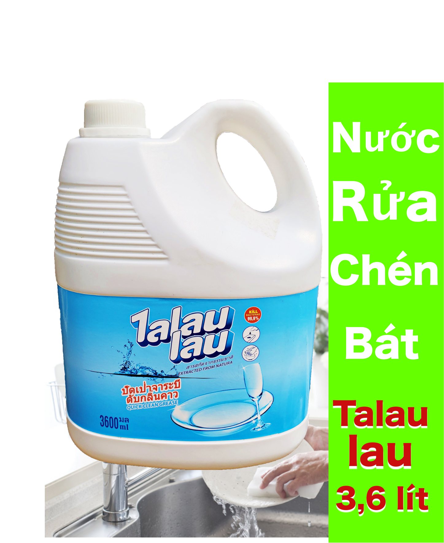 Nước rửa chén không mùi công nghê thái lan-talaulau 3600ml