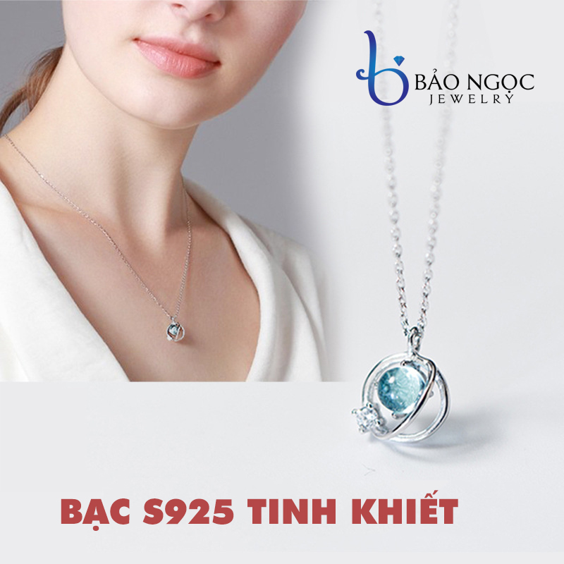 Dây chuyền | Dây chuyền nữ | Dây Chuyền Bạc S925 Đá Aqua Cho Nữ - DB2365 - Bảo Ngọc Jewelry