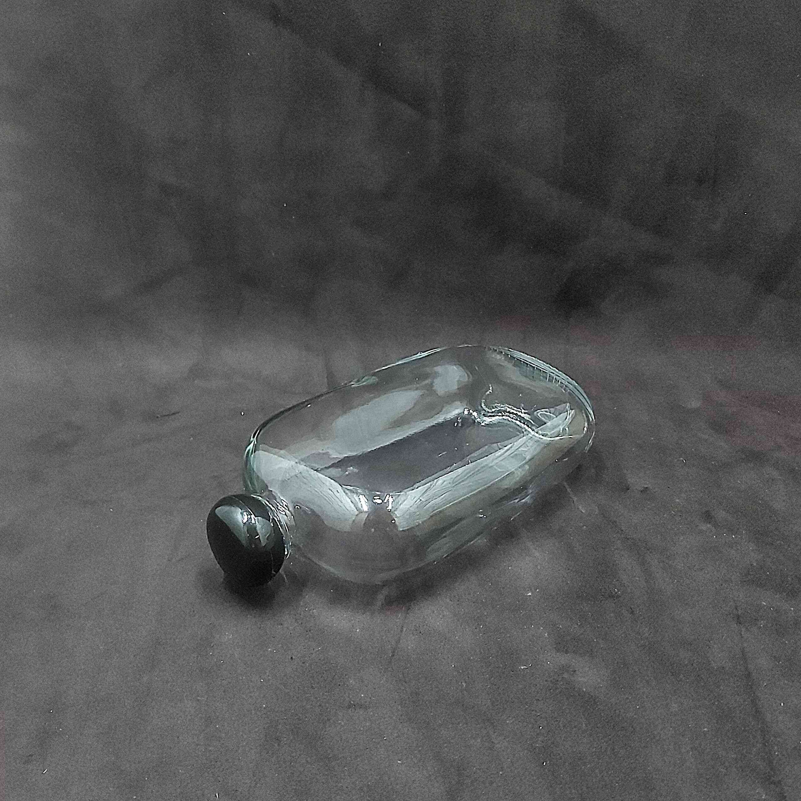 Combo 2 Chai thủy tinh 350ML BẦU DỤC – Kiểu DẸT nắp nhựa đen tròn - Vỏ Chai mini trong suốt