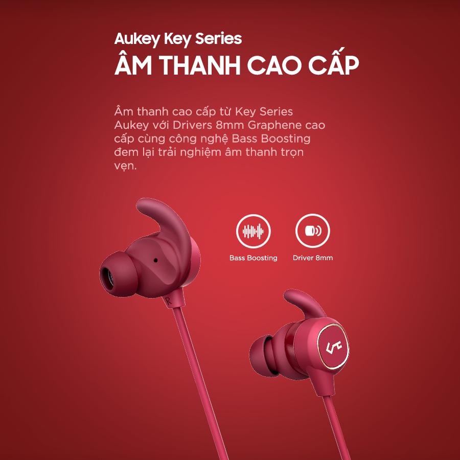 Tai Nghe Bluetooth Cao Cấp AUKEY EP-B60, Driver 8mm, Chống Nước IPX6, 8 Giờ Nghe Nhạc - Hàng Chính Hãng