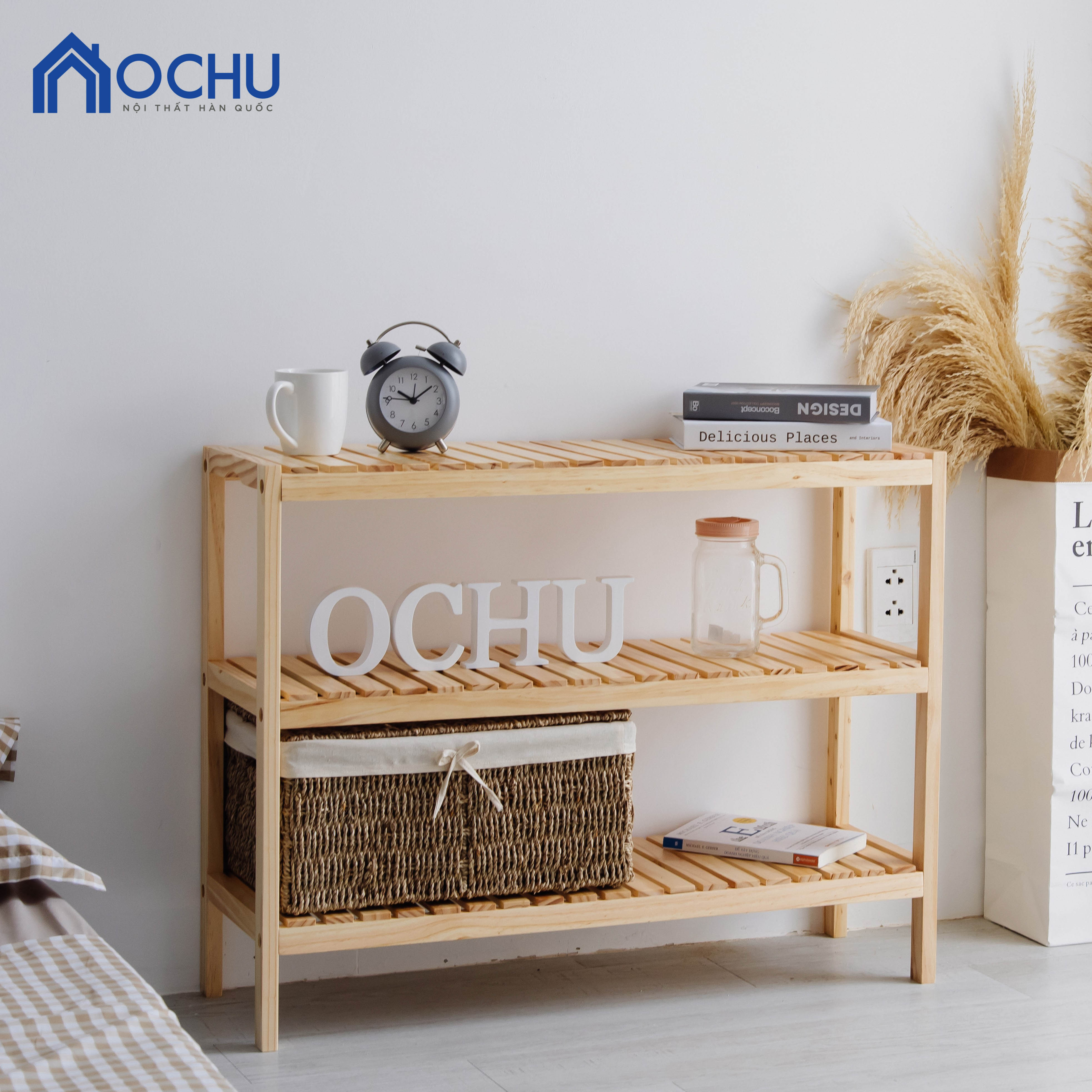 Kệ Đa Năng 3 Tầng Khung Gỗ Thông OCHU - Bench 3F - Natural