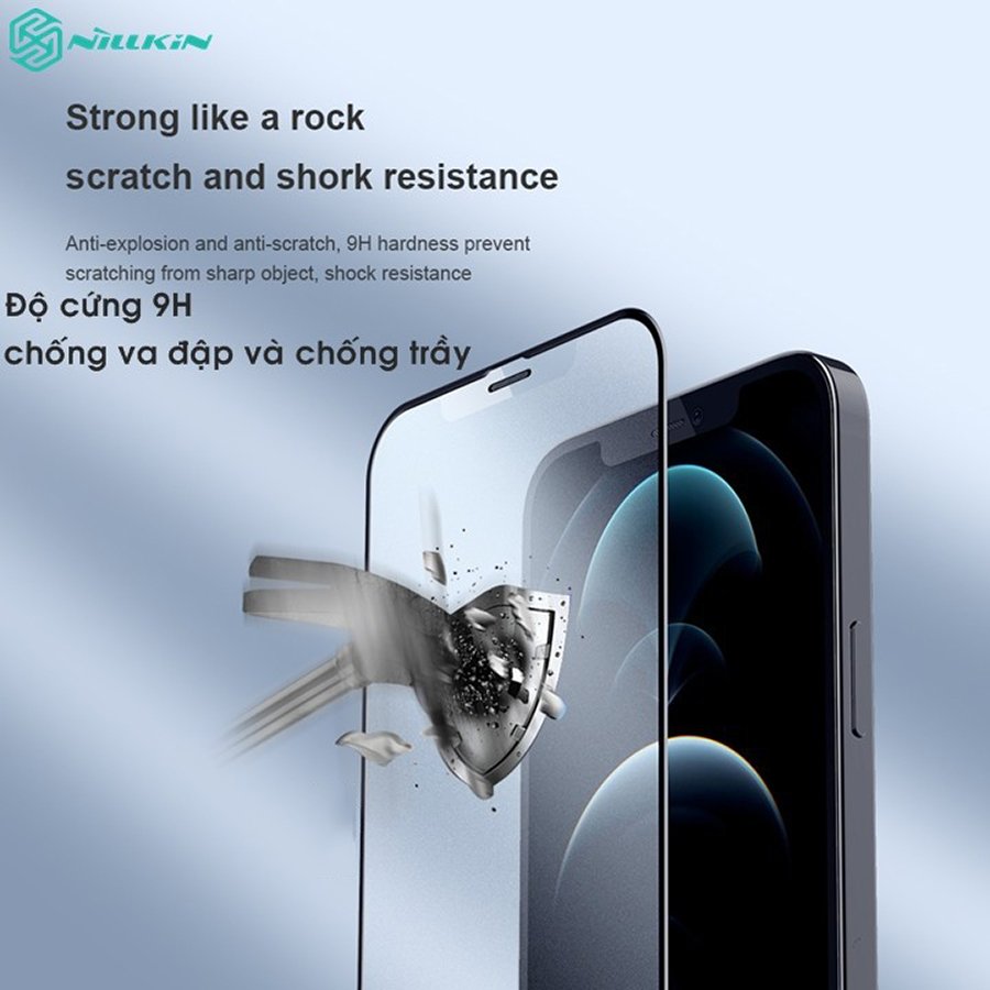 Kính Cường Lực chống vân tay Nillkin Glass FogMirror 2.5D cho Iphone 12/12 Pro (6.1) - 12 Pro Max (6.7) - Hàng Chính Hãng