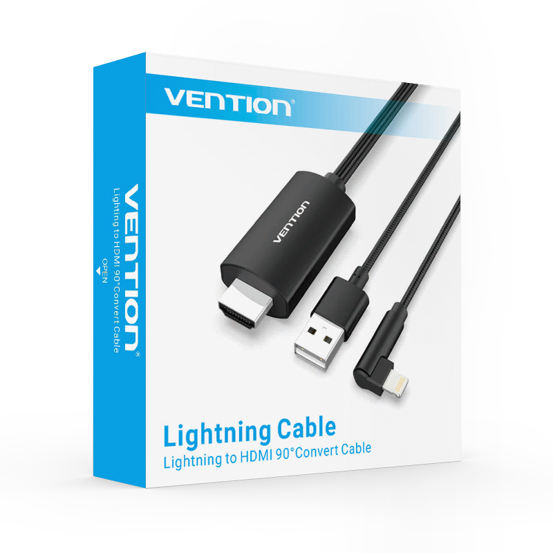 Cáp chuyển Lightning to HDMI VENTION, nối điện thoại Iphone với Tivi dài 2m CEJBH - Hàng chính hãng