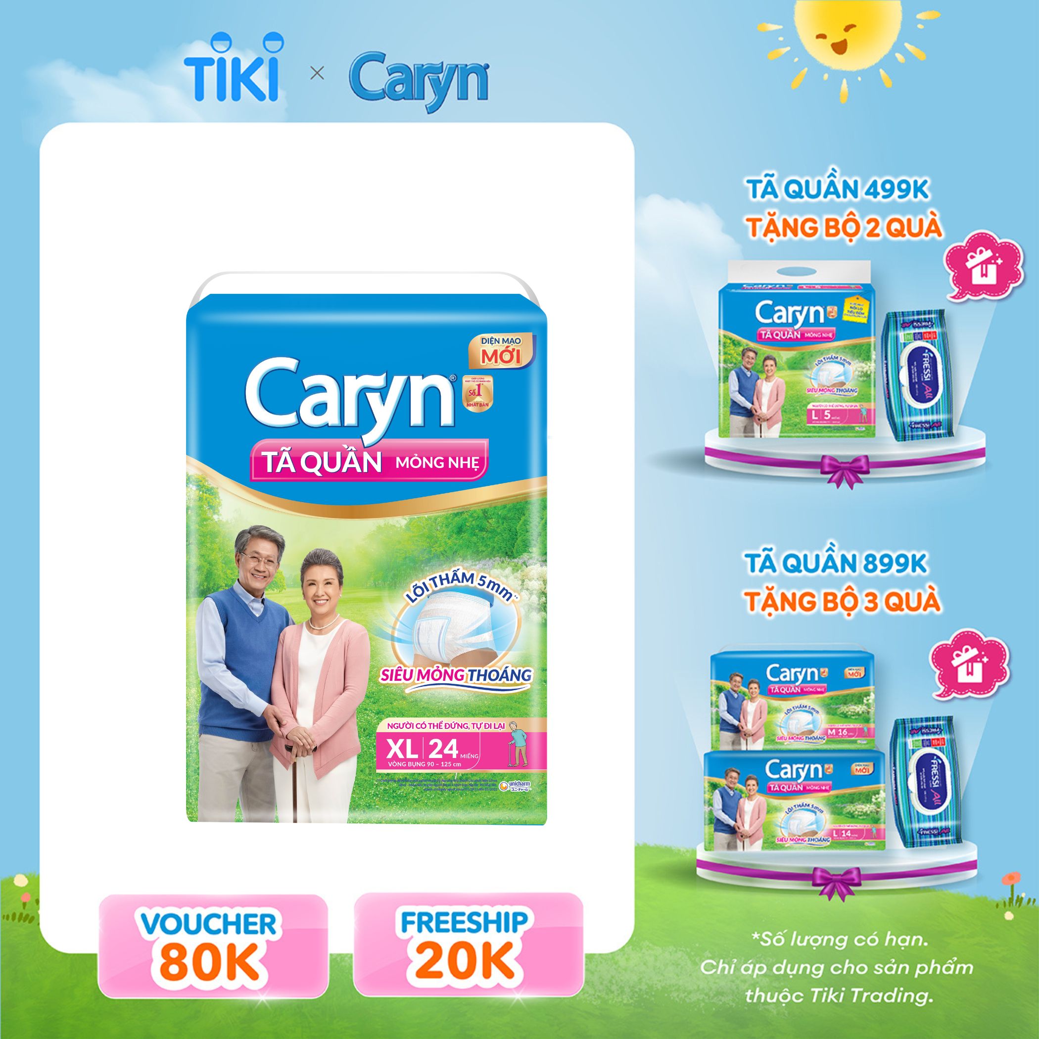 Tã Quần Mỏng Nhẹ Caryn XL24 (24 miếng)