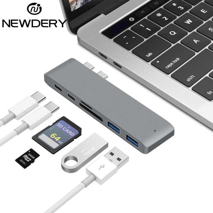 Hub chia USB Type-C 6 Cổng TYPE-C/USB 3.0/SD/TF Newdery 9634 - Hàng chính hãng