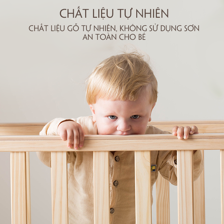 Giường cũi cho bé, cũi kéo dài đa năng tích hợp bàn để sữa, bàn thay tã mẫu mới