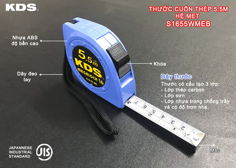 THƯỚC CUỐN THÉP 5.5m KDS S1655WMEB