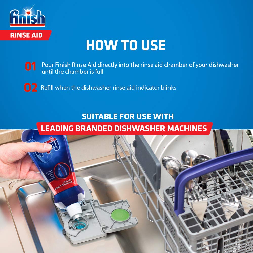 Nước làm bóng và khô bát, đĩa Finish Dishwasher Shine &amp; Dry Regular 400ml QT017391