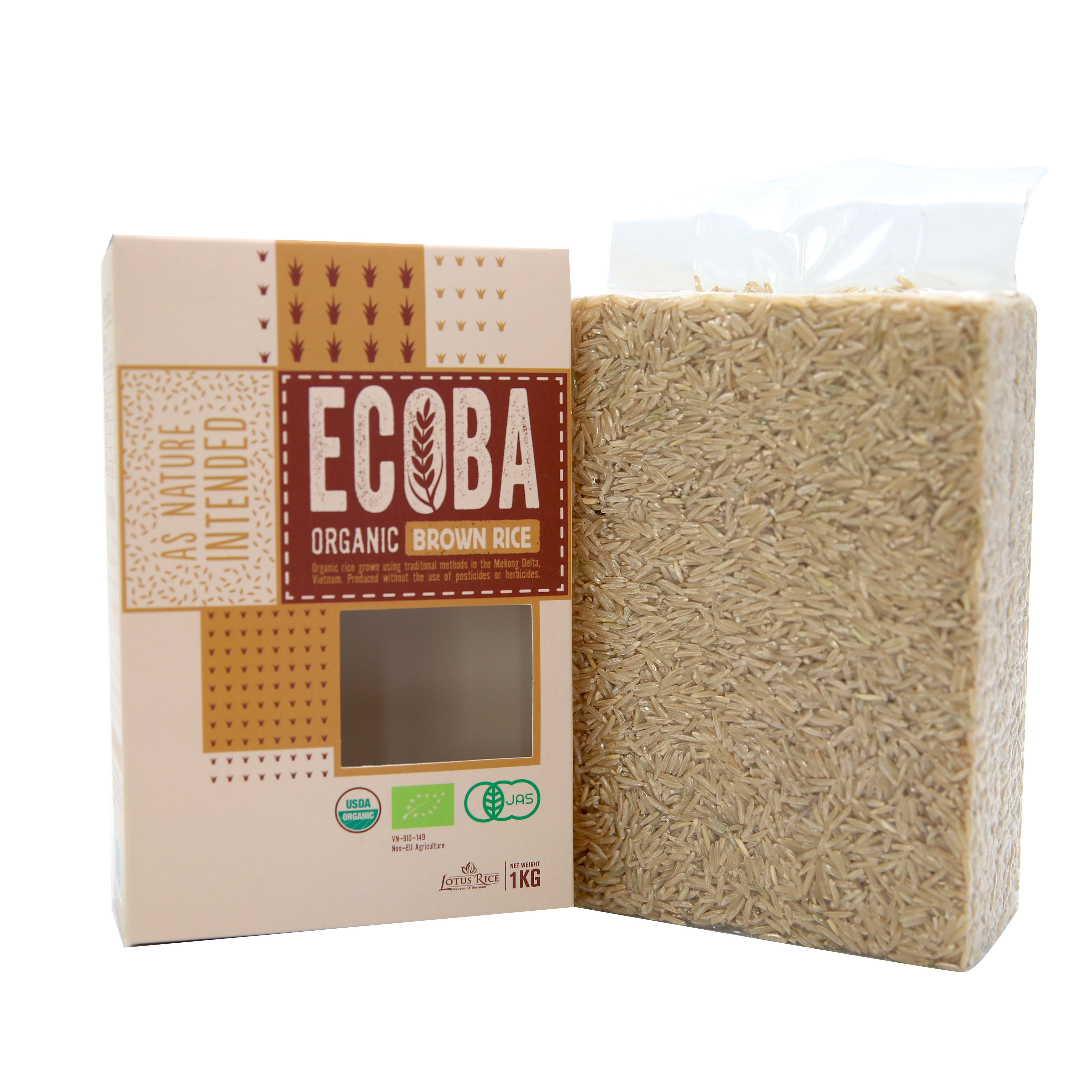 Gạo lứt nâu hữu cơ cao cấp/ECOBA Kim Mễ 1kg - Gạo lứt giảm cân - Cơm ngon mềm dẻo