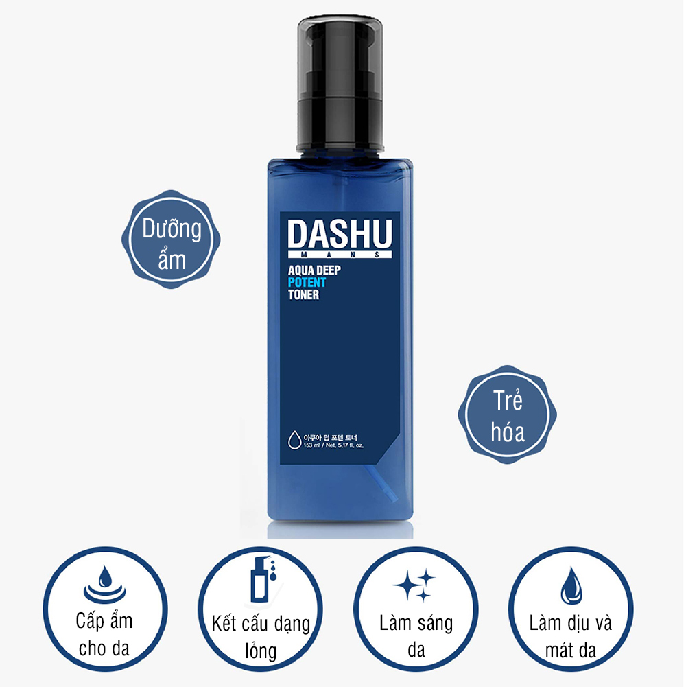 Nước hoa hồng DASHU Aqua Deep Potent Toner 153ml nước cân bằng da chăm sóc và dưỡng ẩm da JN-TN01