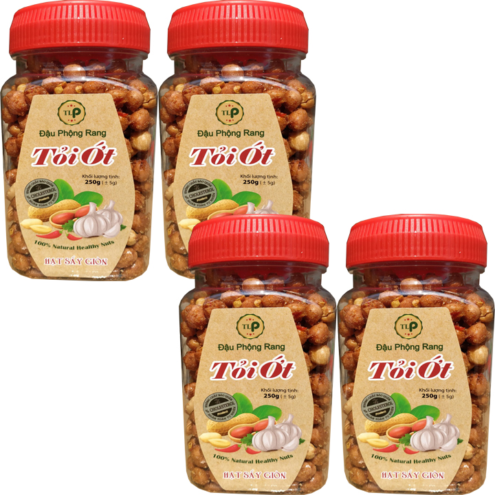 (Combo 1kg) 4 hũ đậu phộng tỏi ớt loại ngon mỗi hũ 250g