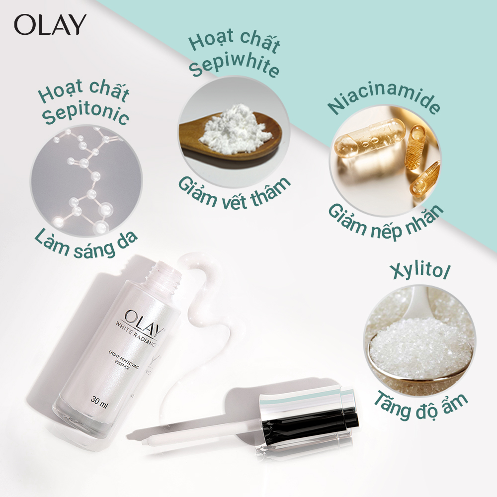 Bộ Sản Phẩm Olay White Radiance Dưỡng Trắng và Cấp Ẩm (Kem dưỡng trắng da ban ngày, Kem dưỡng trắng da ban đêm, Tinh chất dưỡng trắng da, Sữa rửa mặt)