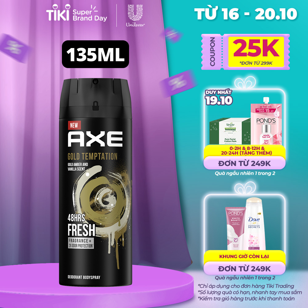 Xịt nước hoa toàn thân dành cho nam AXE Gold Temptation (135ml)