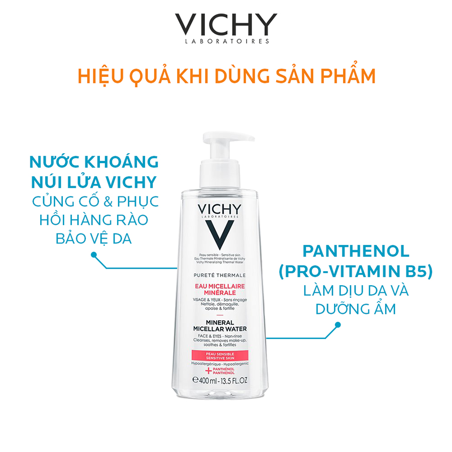 Nước tẩy trang chuyên sâu dành cho da nhạy cảm Vichy Mineral Micellar Water 400ml