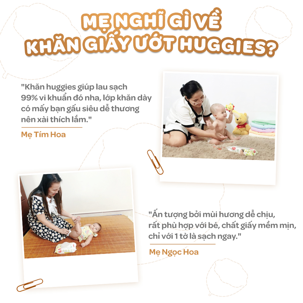 Combo 12 gói Khăn giấy ướt cho trẻ sơ sinh HUGGIES - Chiết xuất Cao cao & Bơ hạt mỡ