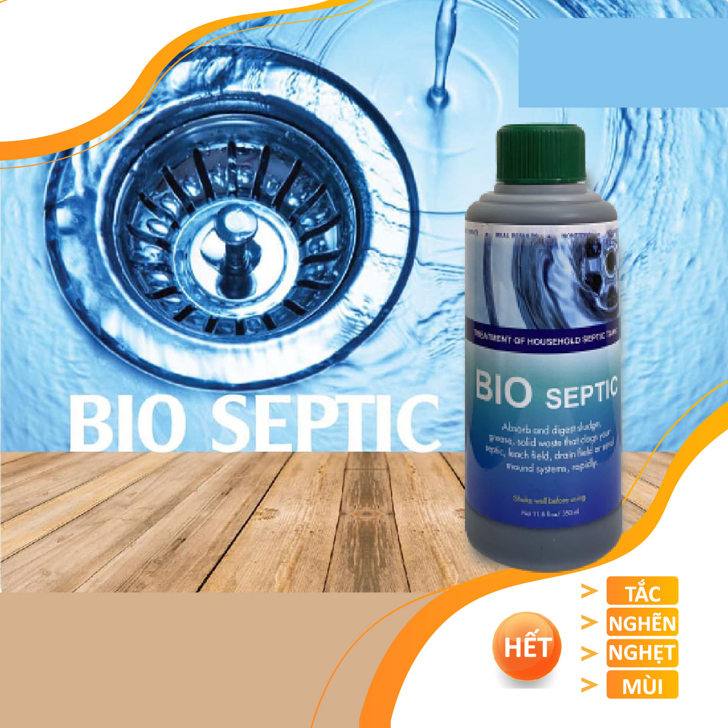 Vi sinh thông cống, xử lý hầm cầu, bể phốt, tự hoại BIO - SEPTIC - Chai 350ml