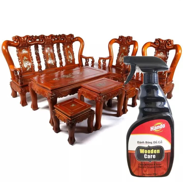Combo 2 chai Xịt làm sạch và đánh bóng đồ gỗ 600ml bao bì chai đen và vàng