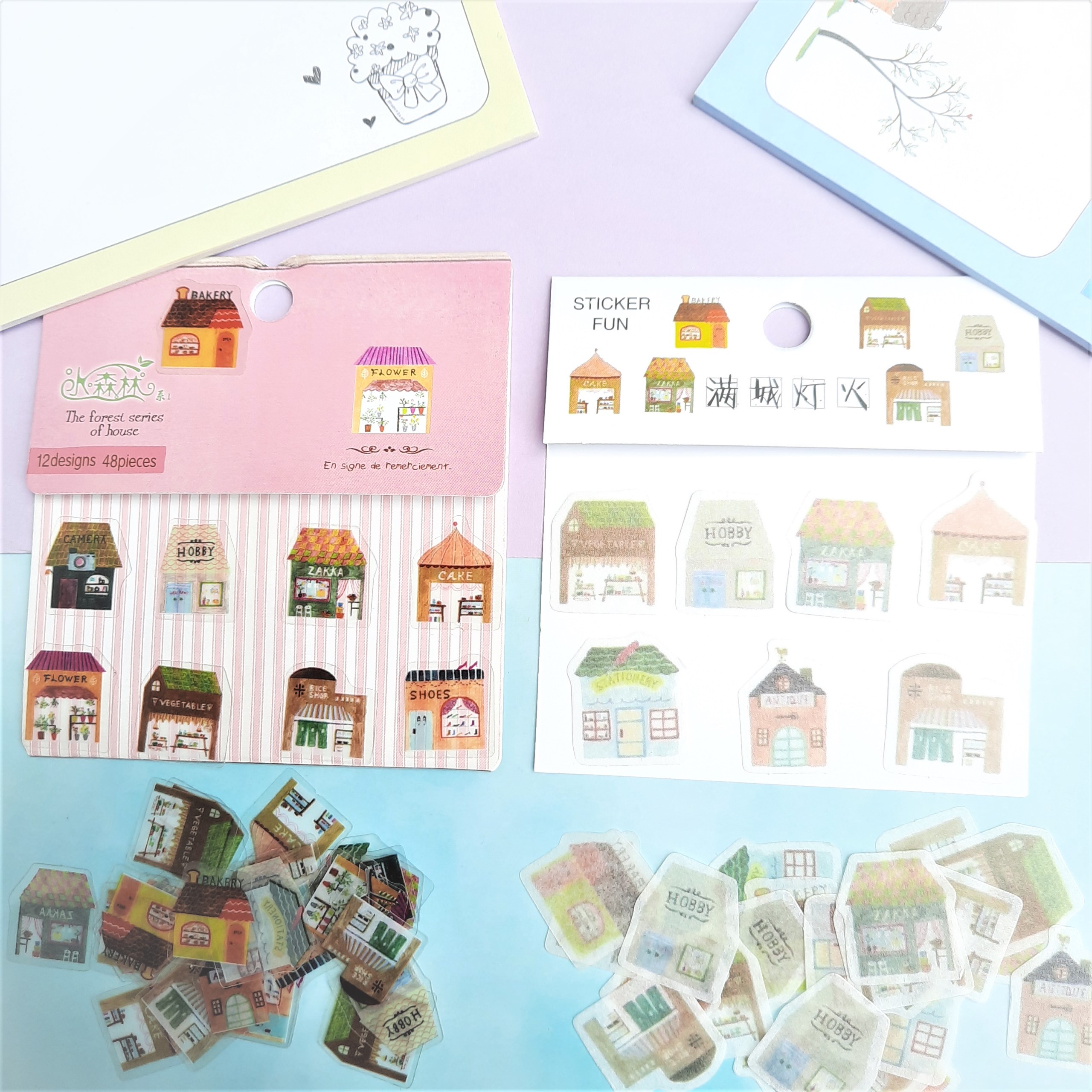 Combo 2 Bộ 32, 48 Sticker Hình Dán Mini Ngôi Nhà