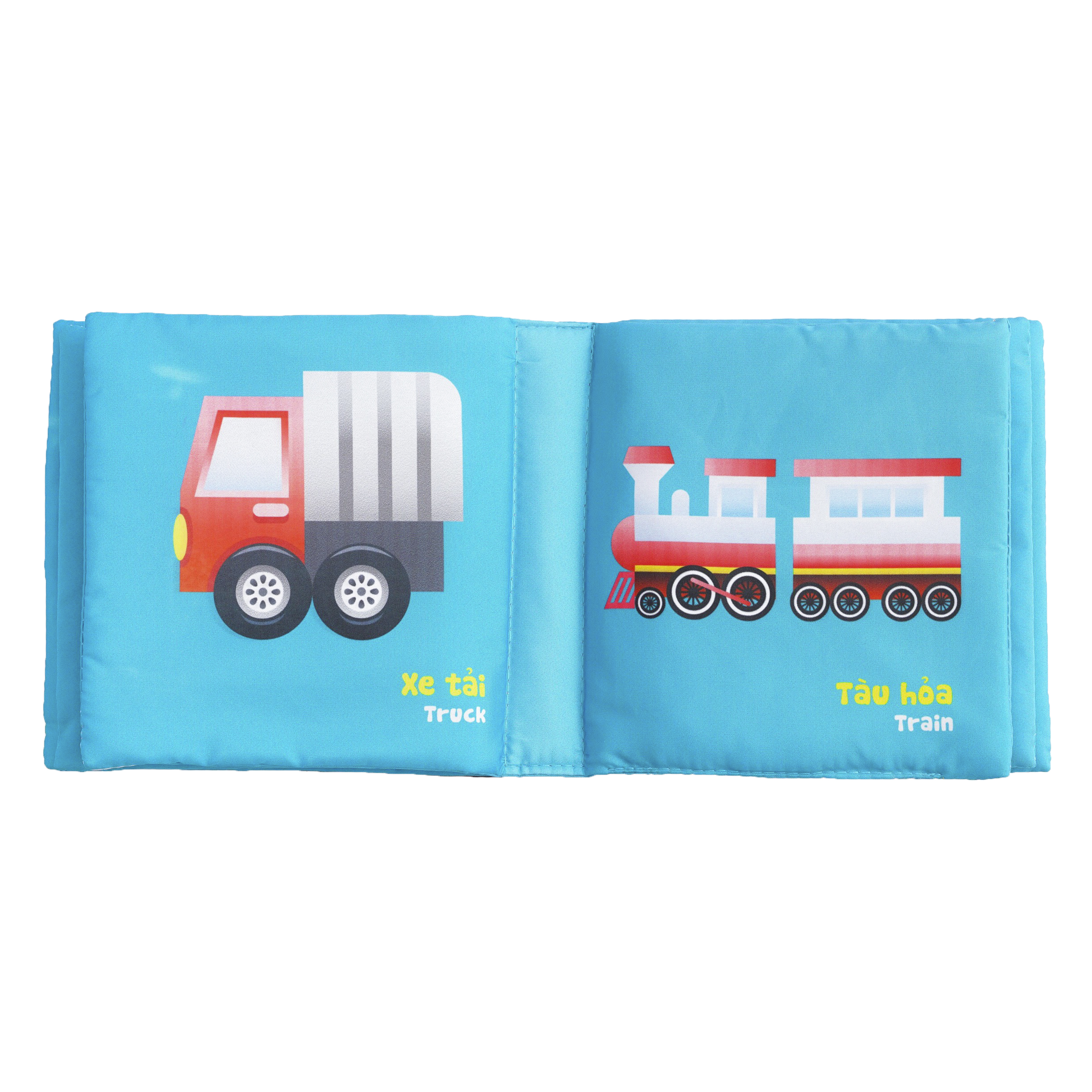 Combo 2 cuốn sách vải song ngữ Lalala baby chủ đề Động vật và Phương tiện giao thông