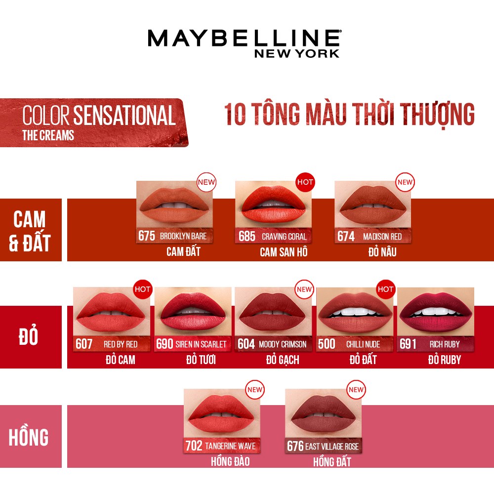 Son Lì Nhẹ Môi Dưỡng Môi Maybelline New York Color Sensational The Powder Mattes Lipstick 3.9g