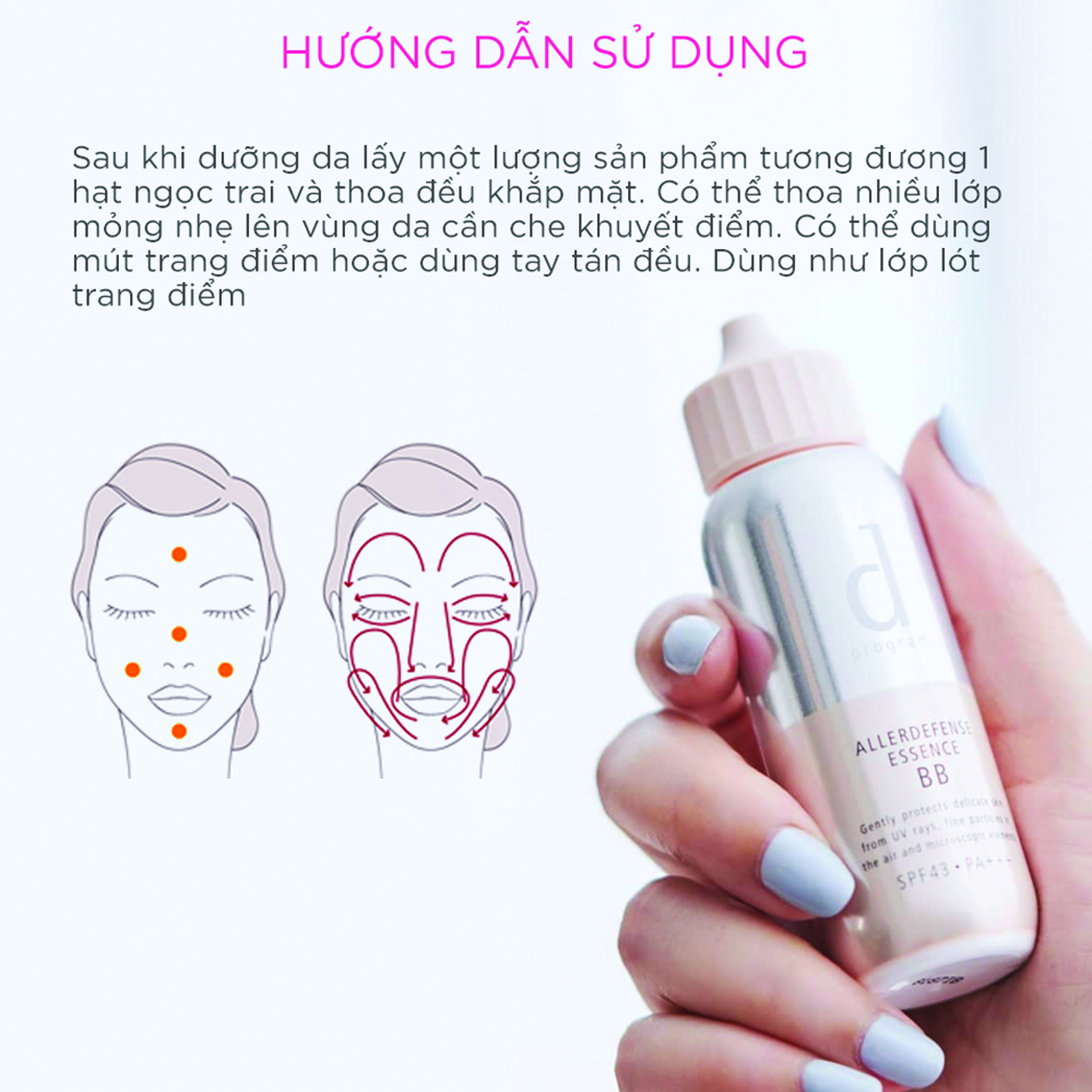 Tinh chất chống nắng trang điểm dành cho da nhạy cảm Allerdefense Essence BB d program tông tự nhiên 40ml