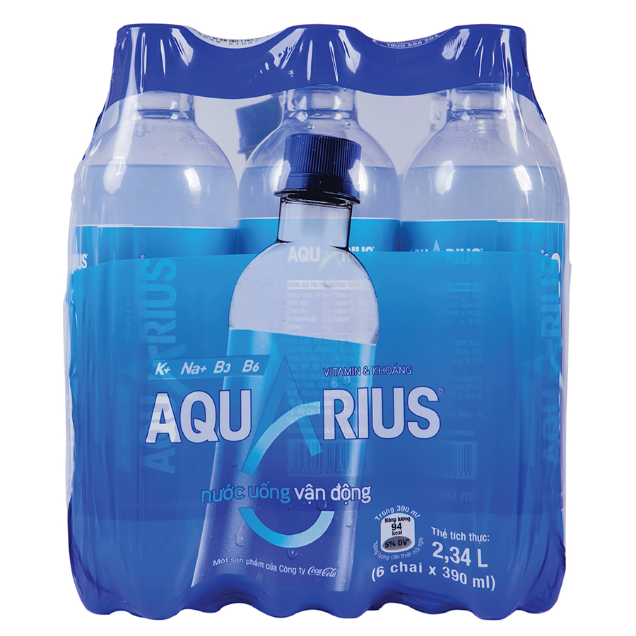 Lốc 6 Chai Nước Uống Thể Thao Aquarius (390ml / Chai)