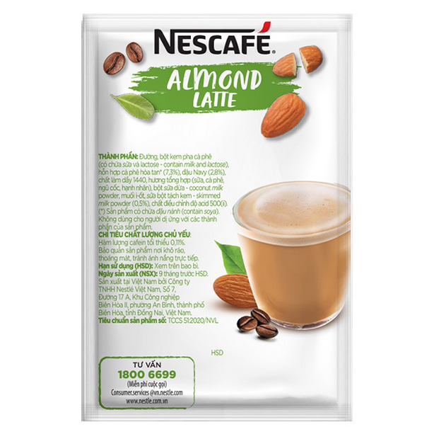 Cà phê hòa tan Nescafé Latte sữa hạt vị hạnh nhân (Hộp 10 gói x 24g) - [BAO BÌ MỚI]