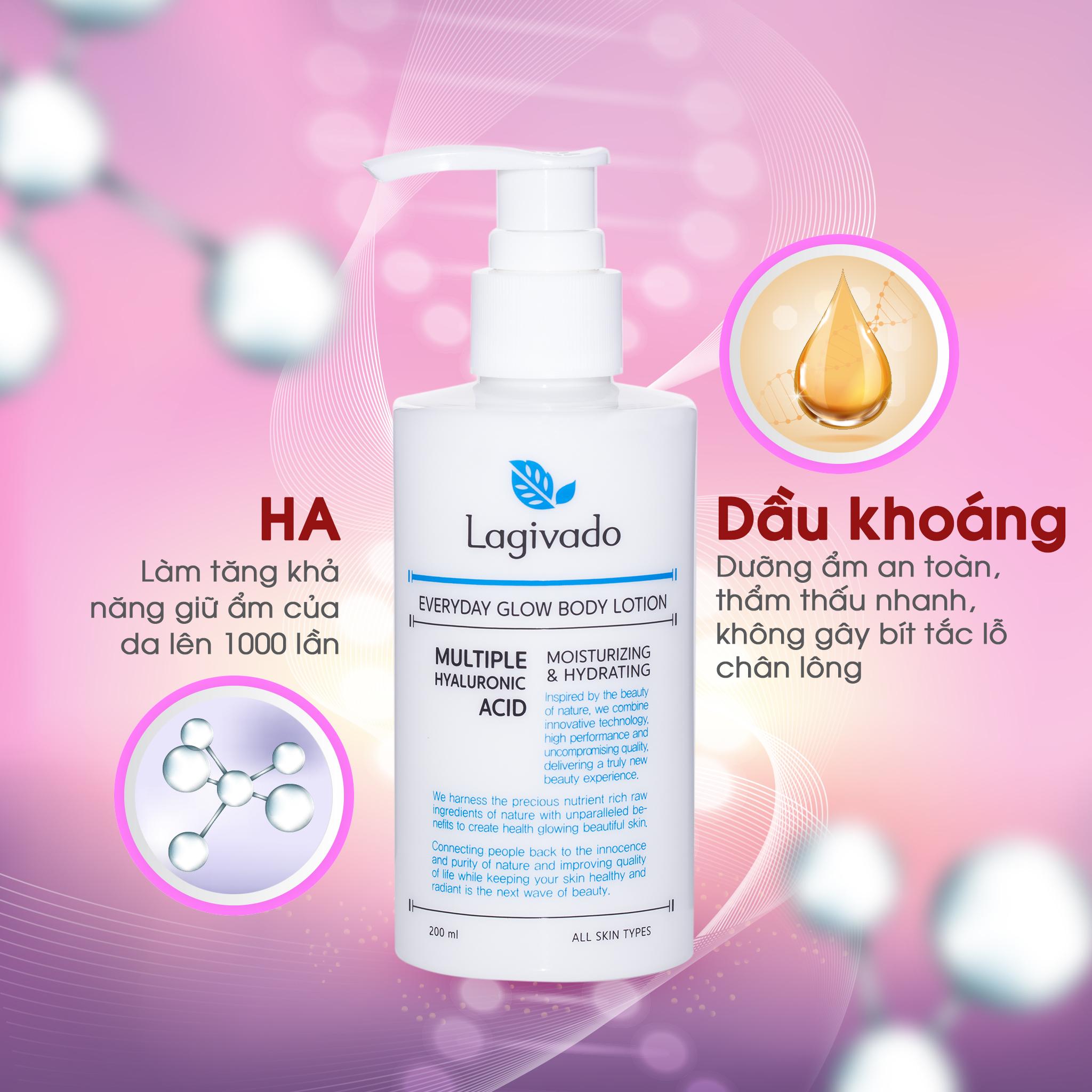 Kem dưỡng trắng da body Hàn Quốc phục hồi da toàn thân Lagivado Everyday Glow BODY LOTION 200ml