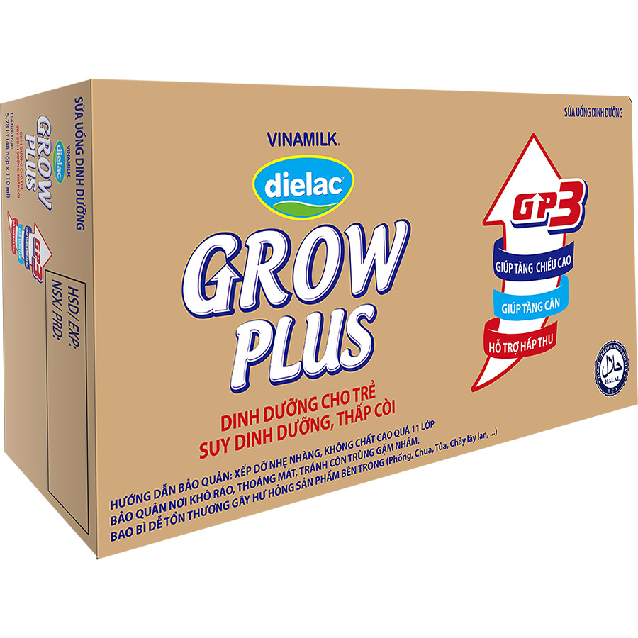 Thùng 48 Hộp Sữa Bột Pha Sẵn Vinamilk Dielac Grow Plus - Đỏ 110ml