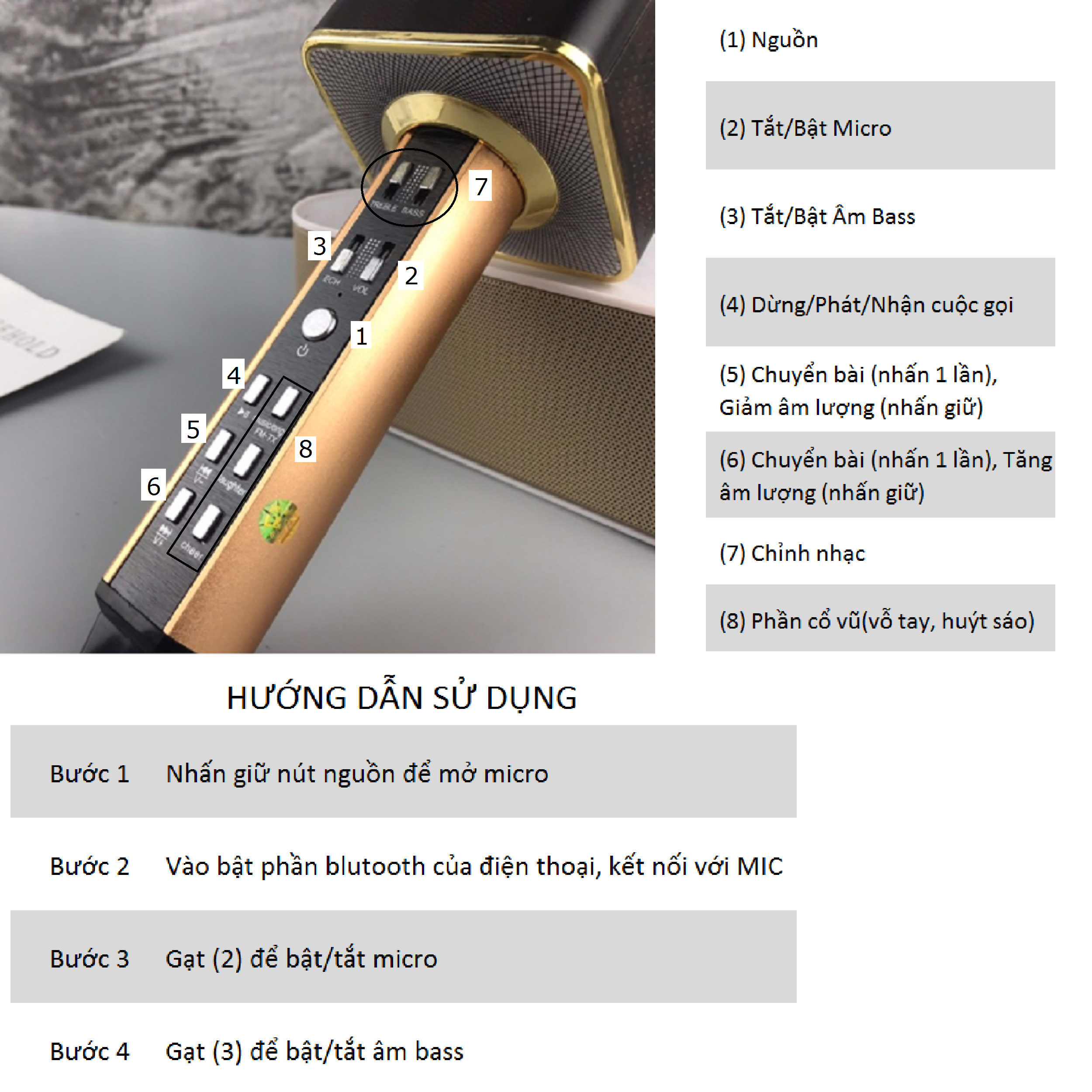 Micro Karaoke Bluetooth GUTEK SD18 Kèm Loa Không Dây, Âm Thanh Cực Hay, Bass Cực Đỉnh, Mic Hút Bắt Giọng Tốt, Đầu Bọc Bảo Vệ Mic, Hỗ Trợ USB, Thẻ Nhớ, Cổng 3.5, Nhiều Màu Sắc - Hàng chính hãng