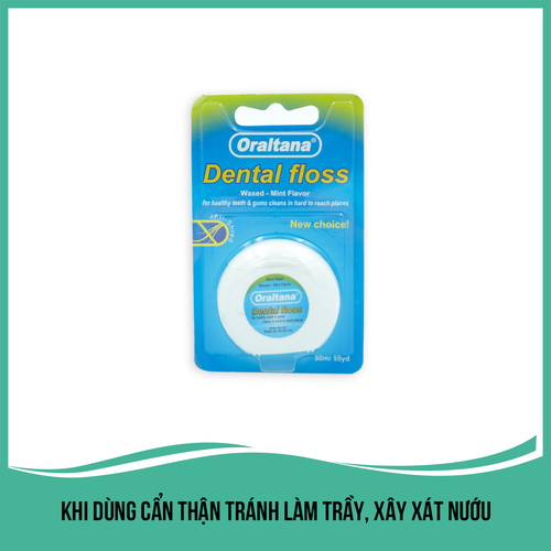 Combo 3 Chỉ nha khoa ORALTANA chỉ tơ, hương bạc hà, làm sạch răng miệng, ngăn ngừa mảng bám, làm trắng răng vỉ 1 cuộn