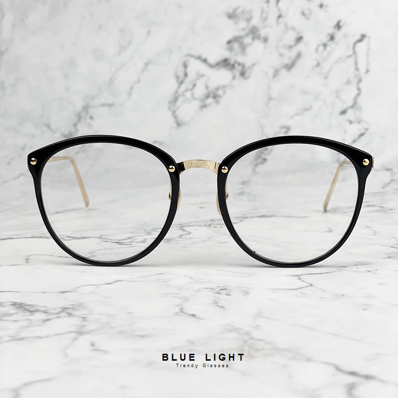 Kính Giả Cận, Gọng Kính Cận Nam Nữ Mắt Mèo Tròn To Gọng Vàng Đen Không Độ Hàn Quốc - BLUE LIGHT SHOP
