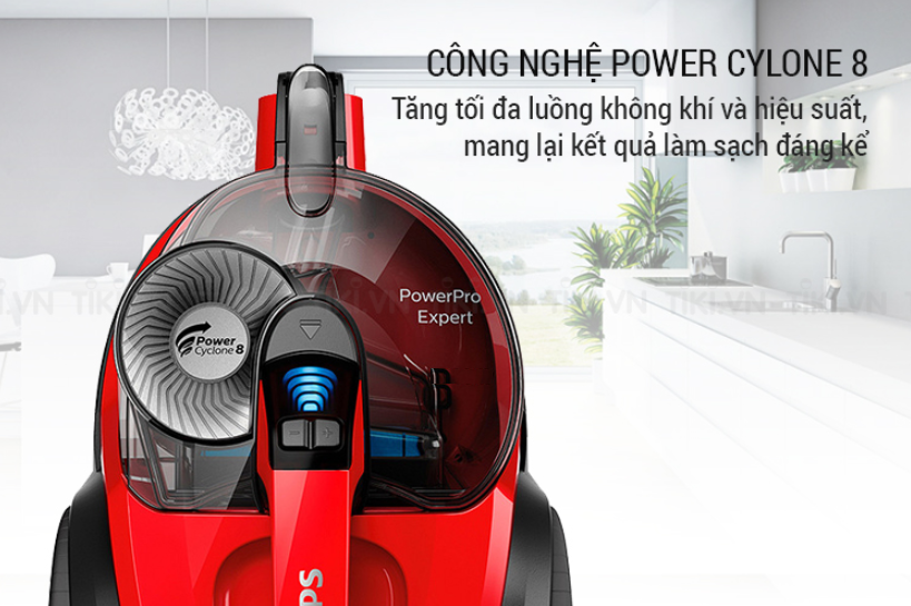 Máy hút bụi không túi nhãn hiệuPhilips FC9728/81 công suất 1800W tích hợp đầu hút TriActive làm sạch kỹ lưỡng theo 3 hướng - Hàng Nhập Khẩu