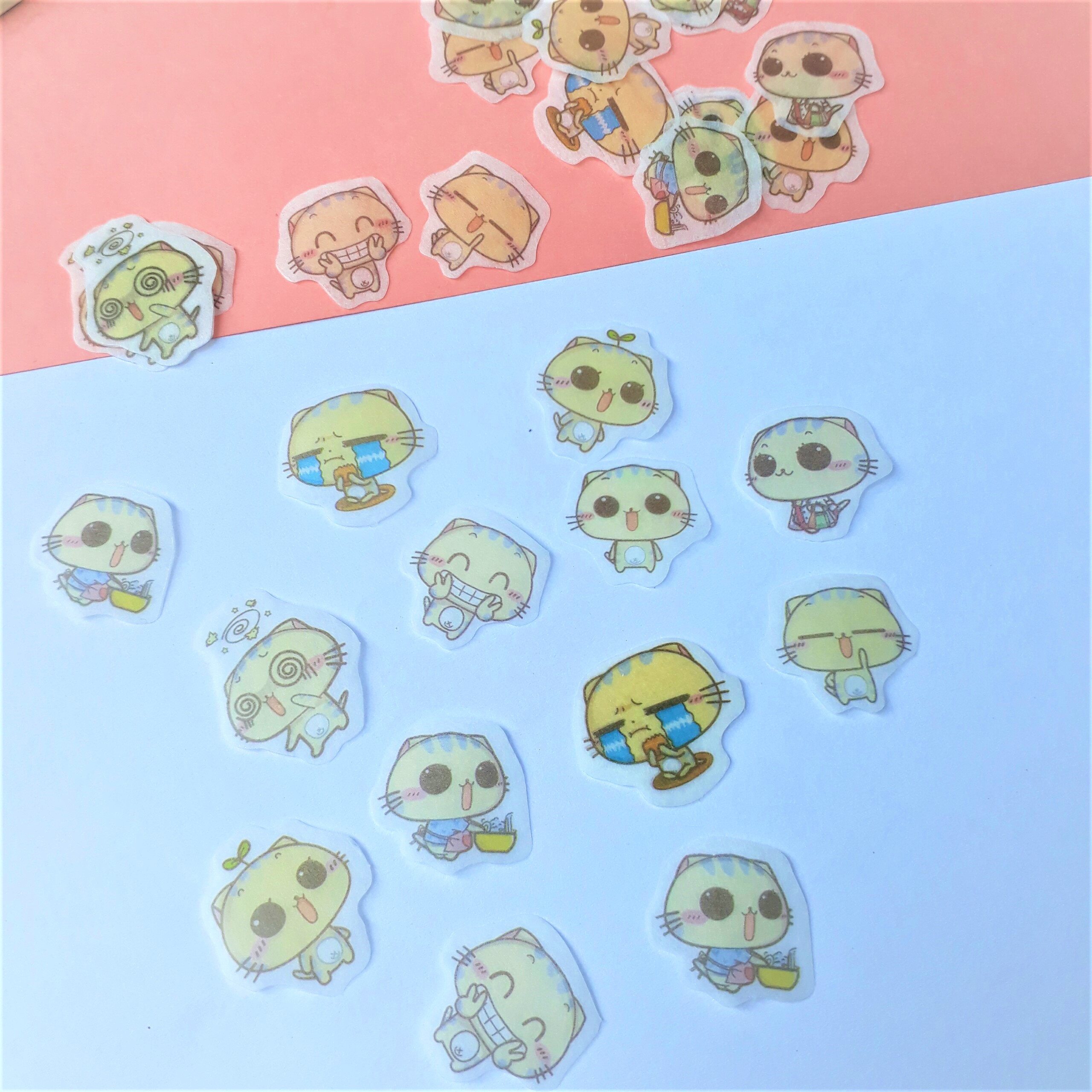 Combo 2 Bộ 32 Sticker Hình Dán Mini Mèo Và Nhím Dễ Thương