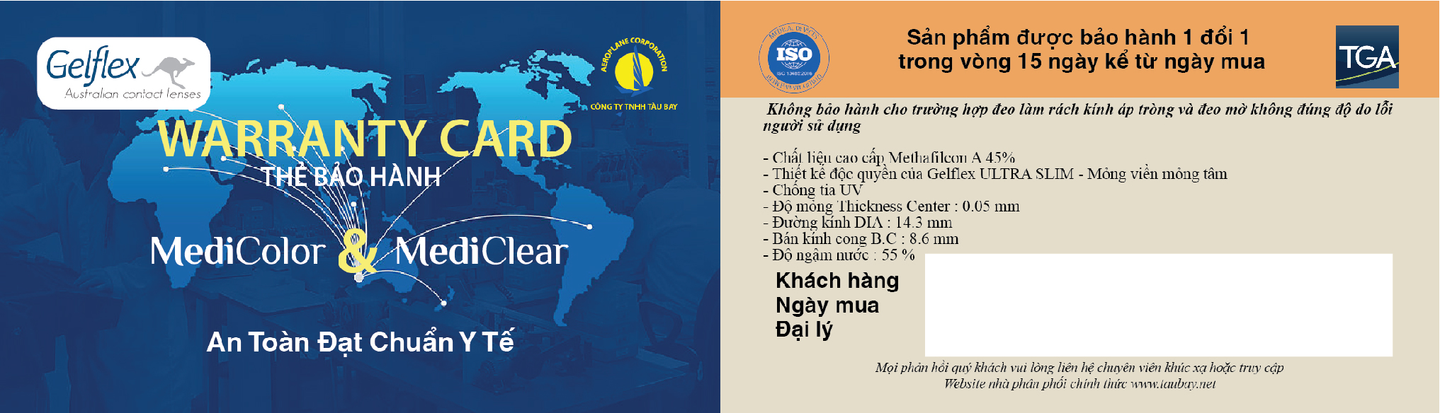 Kính Áp Tròng Australia Cận Thị Không Màu Mediclear 3 Tháng