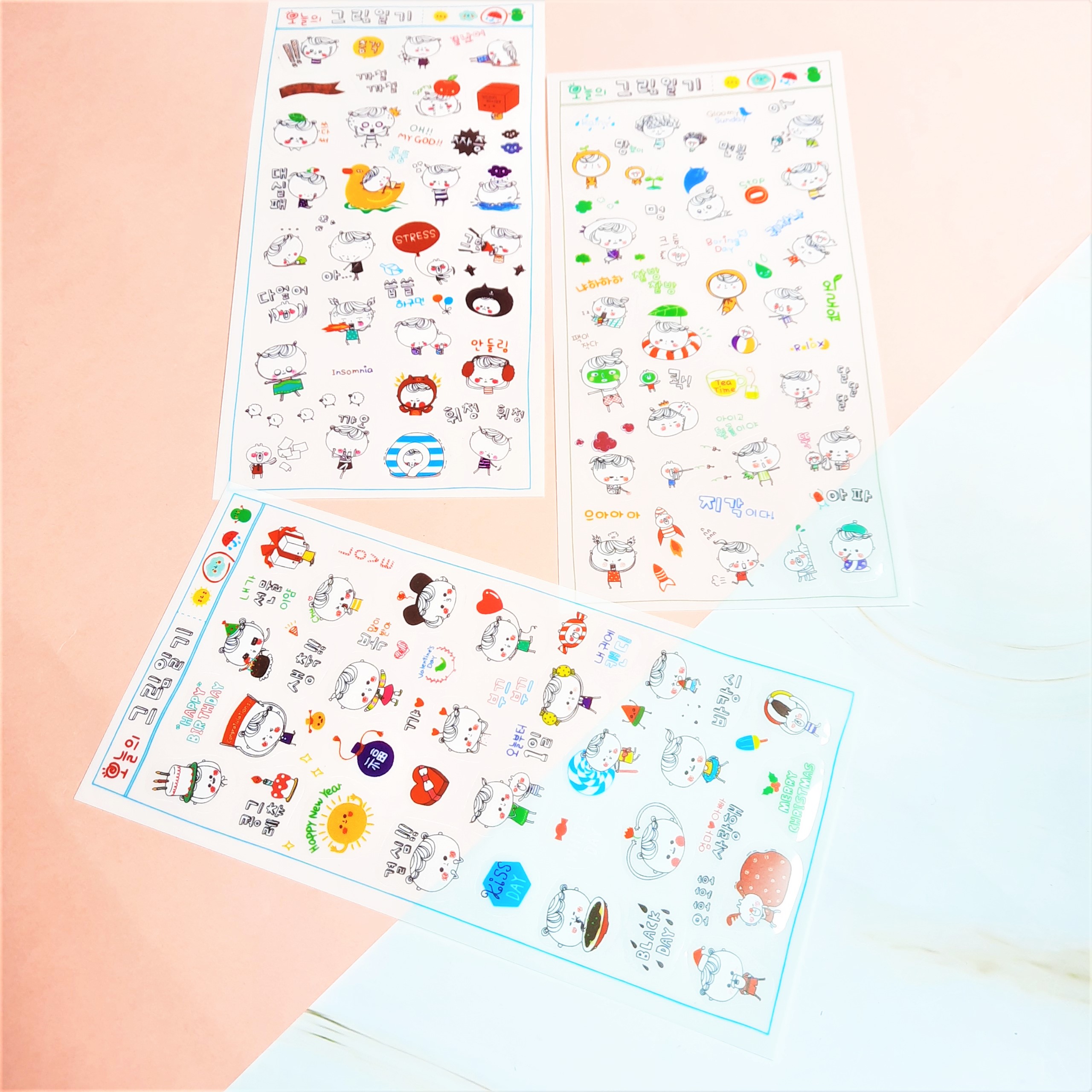 Combo 2 Bộ 6 Tấm Sticker Trang Trí Nhật Ký Tóc Xoăn Và Vanilla