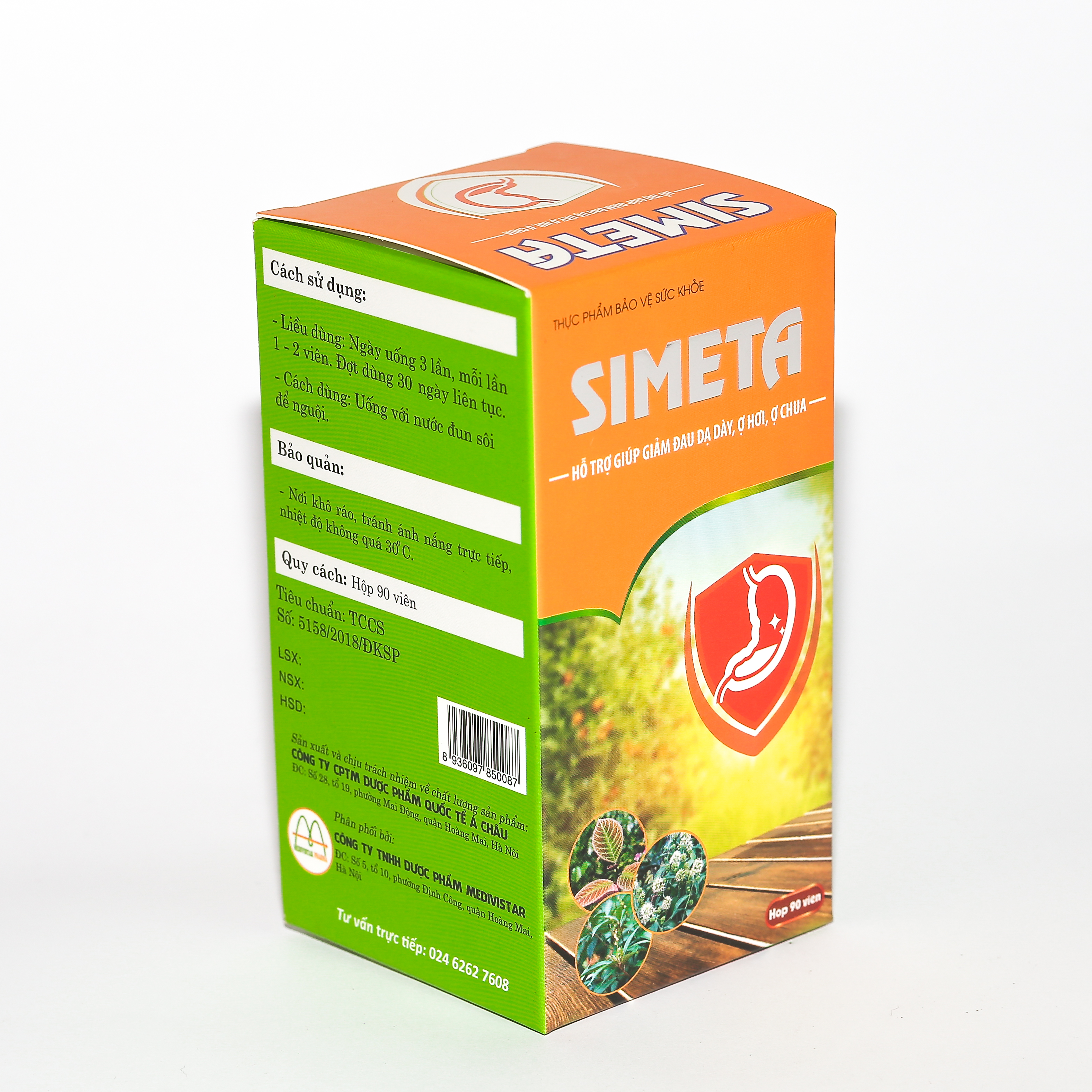 Combo 3 Hộp Viên Uống Hỗ Trợ Dạ Dày Simeta Giúp Giảm Đau, Hết Trào Ngược, Ợ Chua, Bảo Vệ Niêm Mạc Dạ Dày, Tá Tràng 90 Viên/Hộp