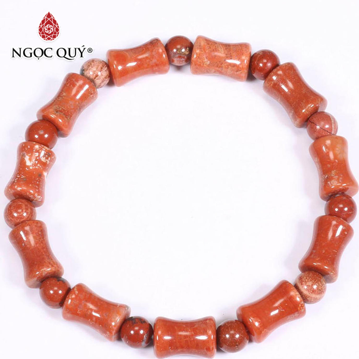 Vòng tay đá san hô hóa thạch đốt 12x8mm mệnh Hỏa, Thổ - Ngọc Quý Gemstones