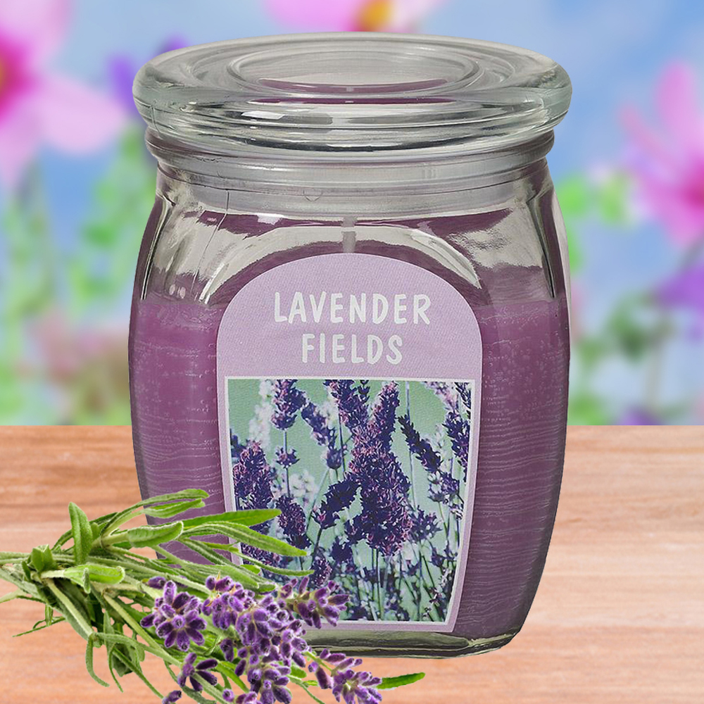 Hũ nến thơm tinh dầu Bolsius Lavender Fields 305g QT024366 - cánh đồng oải hương