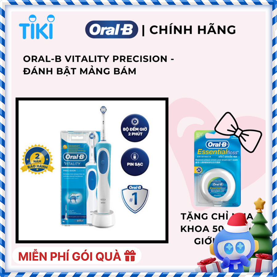 Bàn chải đánh răng điện Oral-B Vitality Precision Clean Blue D12.513- Hàng chính hãng 100%