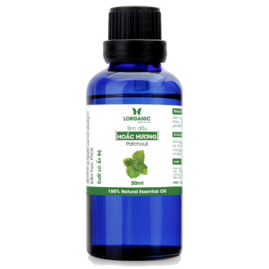 Tinh dầu hoắc hương Patchouli Lorganic 50ml/ Hương thơm nhẹ nhàng/ Tinh dầu thiên nhiên nguyên chất xông phòng, thư giãn tinh thần, cân bằng cảm xúc, khử mùi hiệu quả/ Thích hợp dùng với đèn xông và máy khuếch tán.