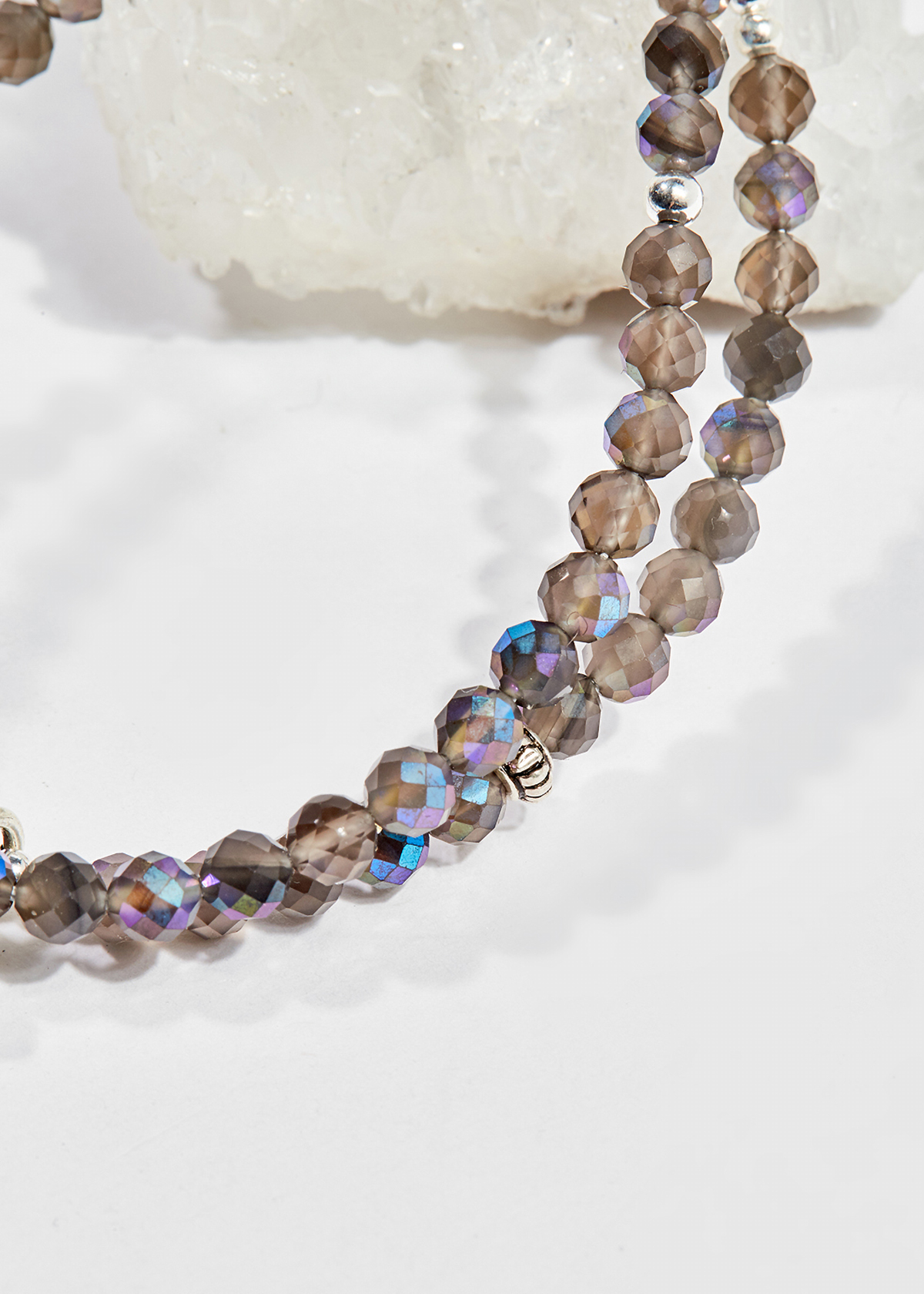 Vòng chuỗi hạt đeo tay 2 line nữ đá labradorite mài giác 5mm mệnh thủy , kim - Ngọc Quý Gemstones