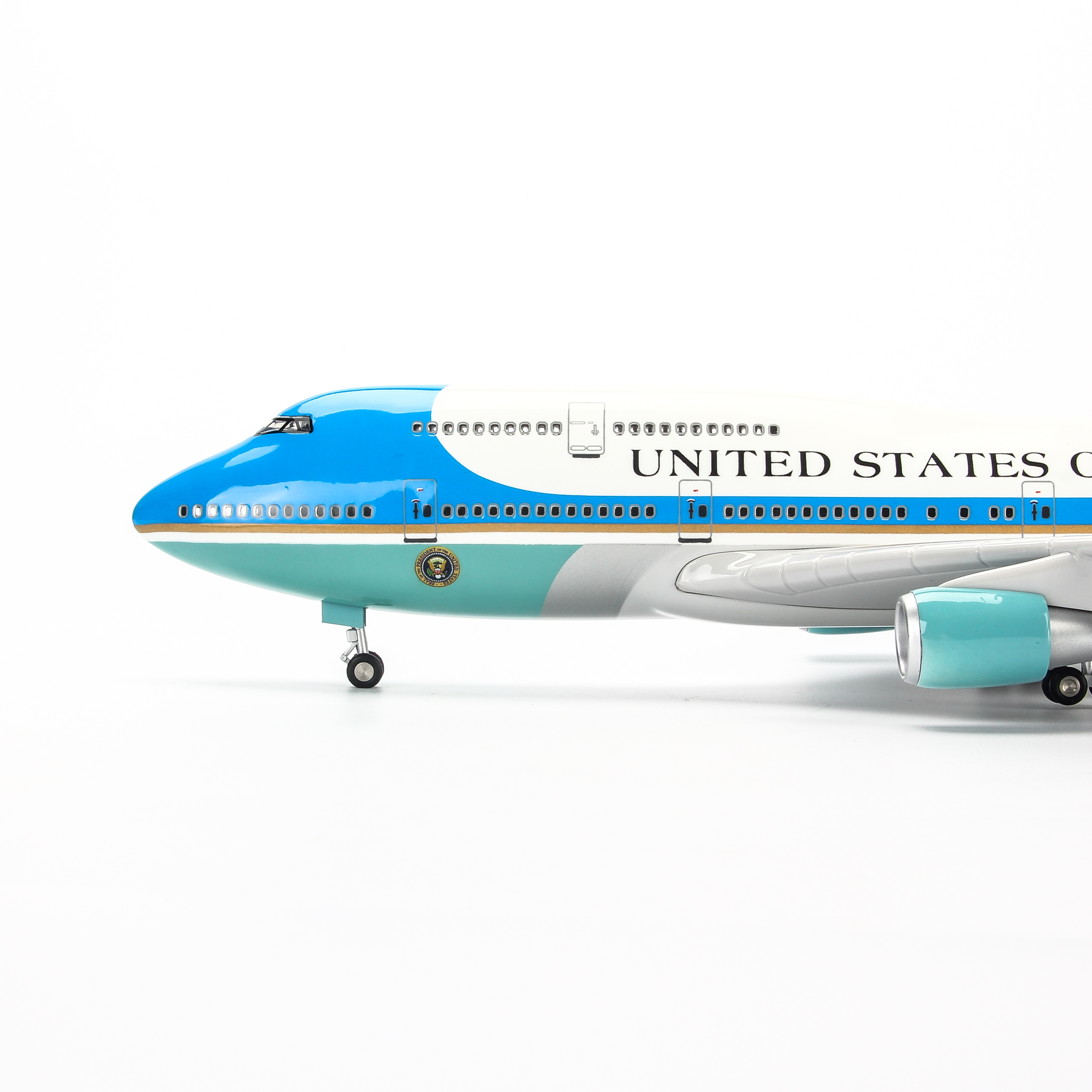 Mô hình máy bay B747 Air Force One 47cm-Trắng,Xanh